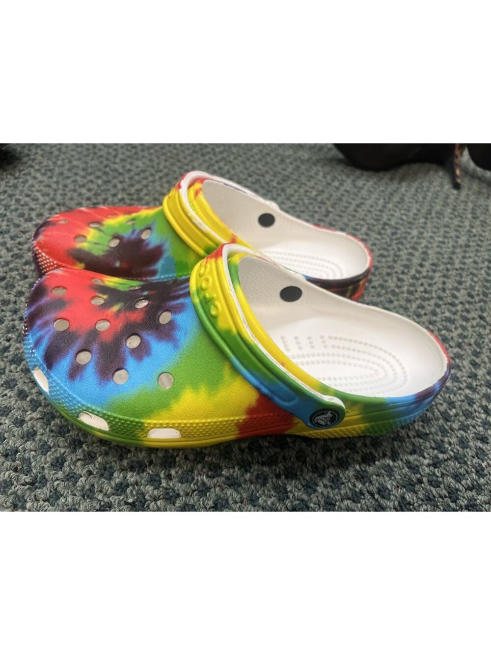 Tie Dye CROCS Rainbow Multi Colored Basic Clogs Hippie WM 9 M 7